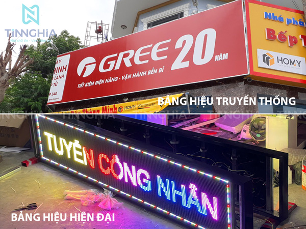 So Sánh Bảng Hiệu Truyền Thống Và Hiện Đại