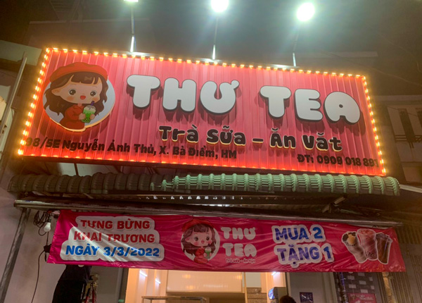 Làm bảng hiệu quán trà sữa tại Bình Dương