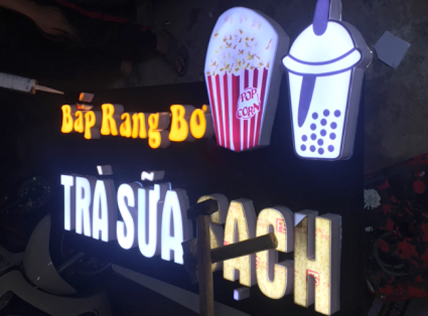 Làm bảng hiệu quán trà sữa tại Bình Dương