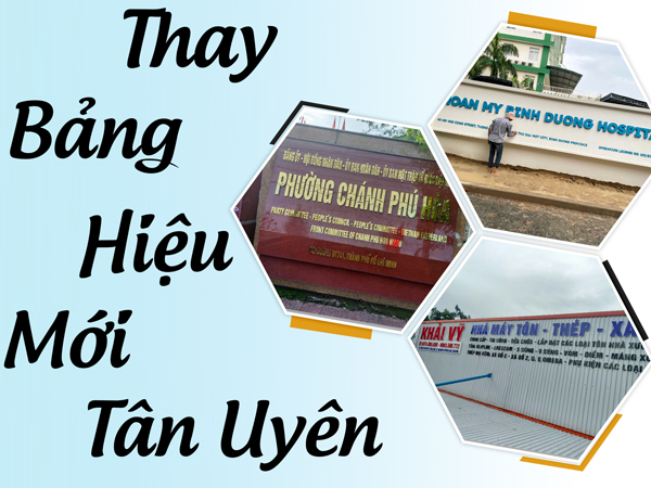 thay bảng hiệu mới Tân Uyên